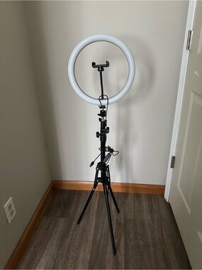 Adjustable Ring Light with Phone Holder on Tripod